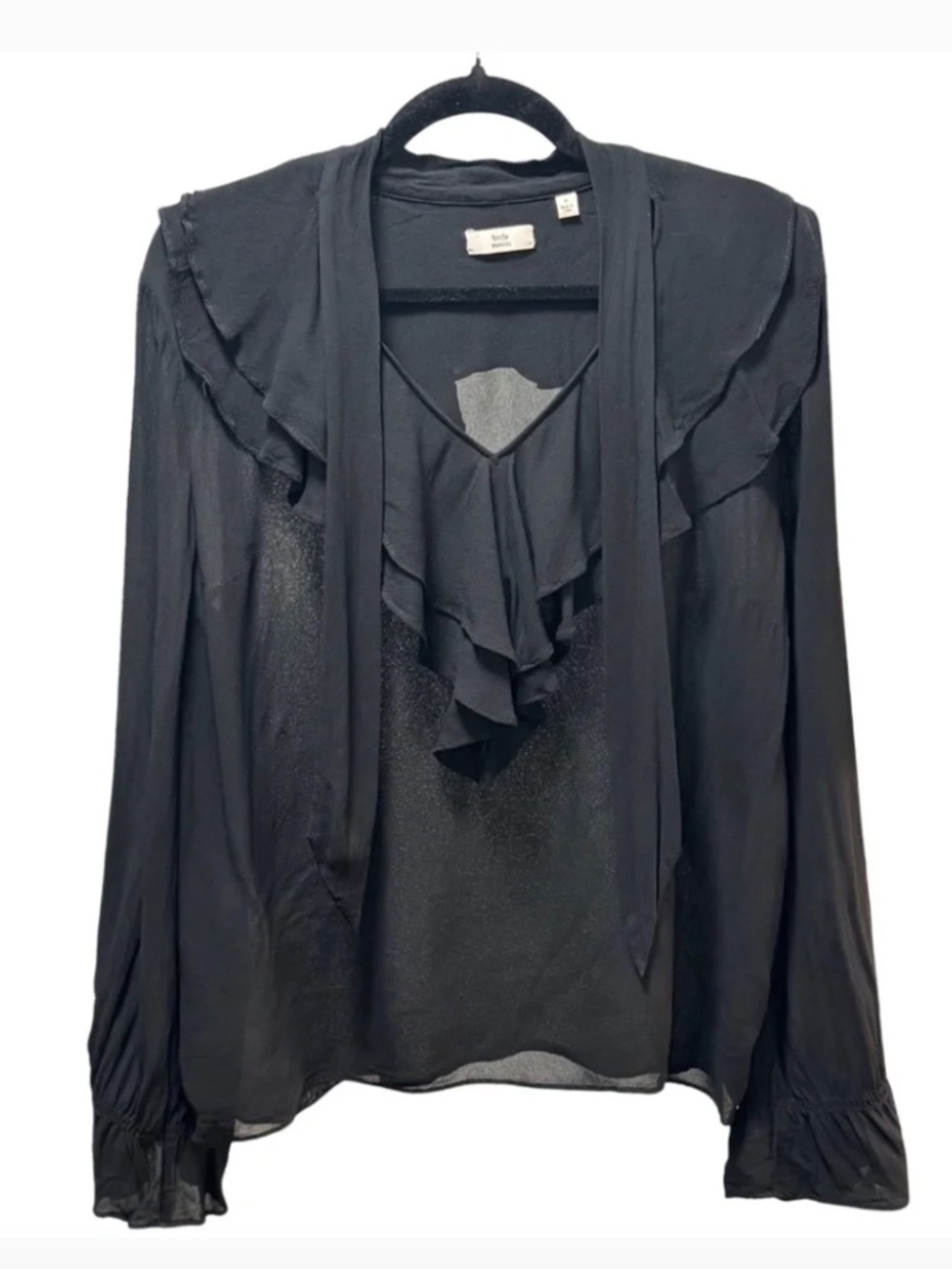 Aritzia Little Moon Black Gazania Ruffle Blouse *accepting offers